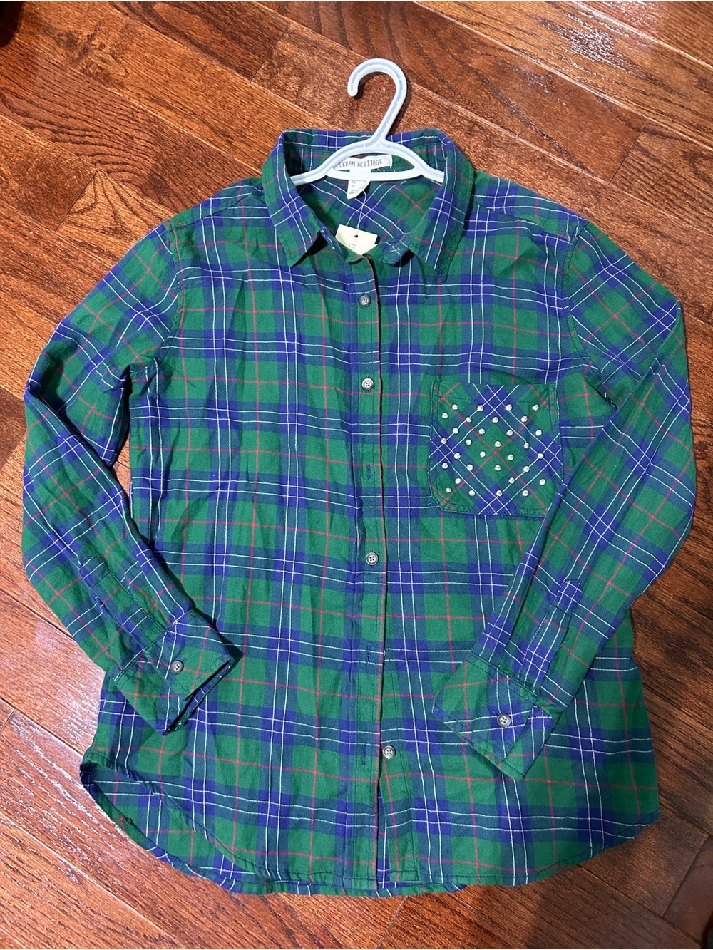 Urban Heritage Plaid Button Down Shirt in Green & Blue